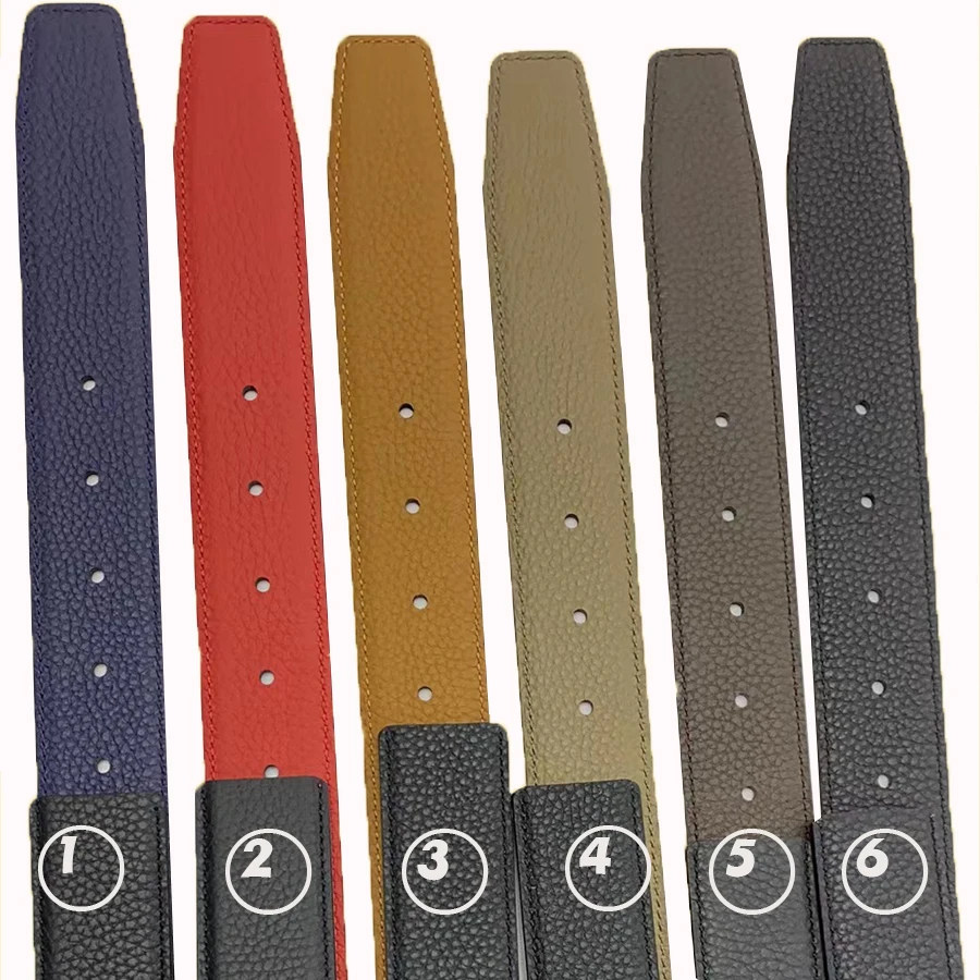 2023 WITHOUT BUCKLE Ciartuar men women 3.5cm belt same color line high quality cowskin genuine leather two sides free shipping