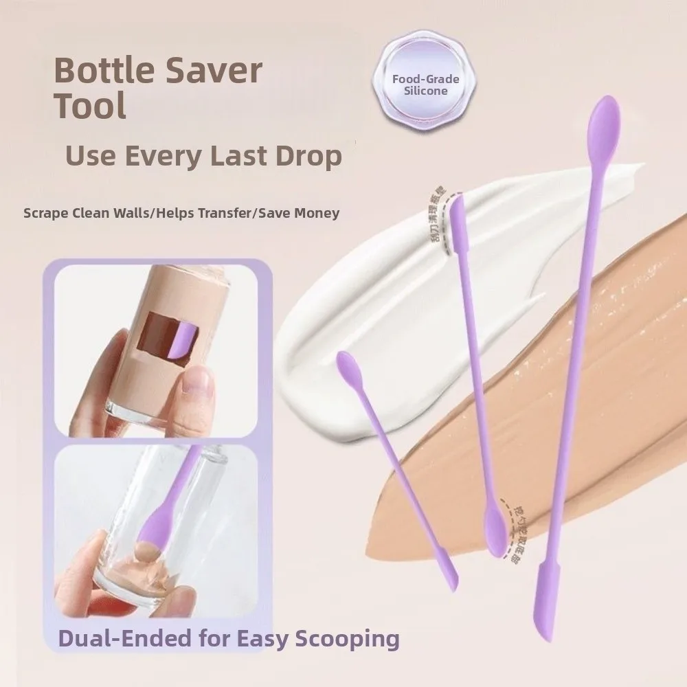 3pcs Portable Mini Silicone Scraper Soft Lengthened Face Mask Brush Double-head Cosmetic Digging Spoon Makeup Brushes Set