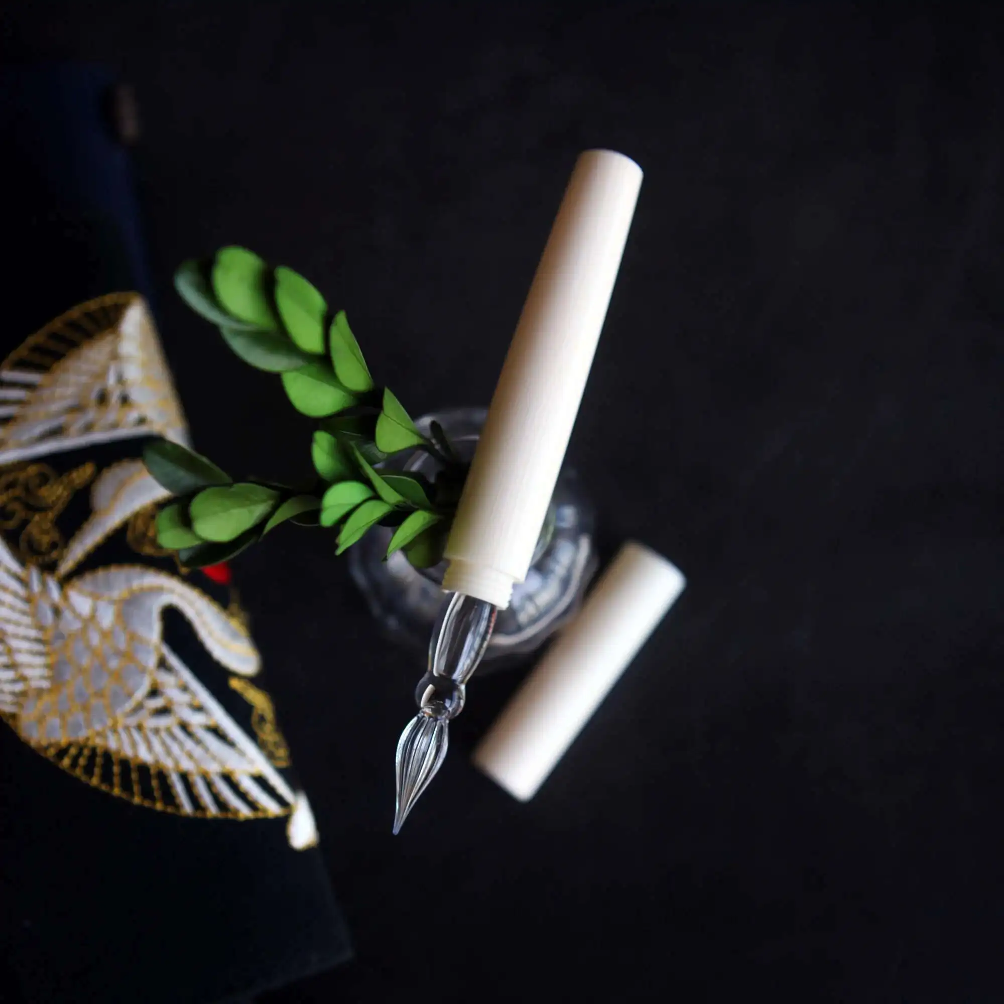 Imitation Ivory Material Glass Pen, Color Ink Pen, Dip Pen,