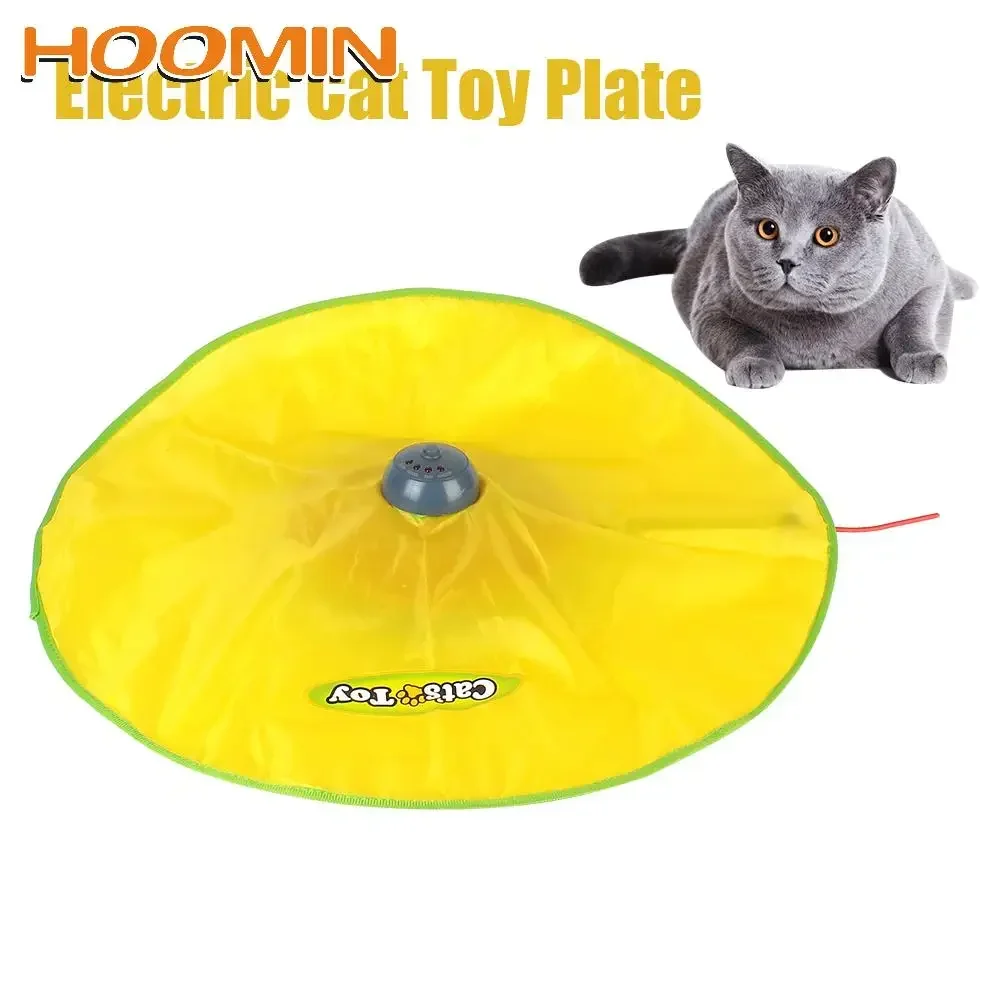 HOOMIN Motion Undercover Mouse Fabric Moving Feather Electric Cat Toy Plate Automatic Interactive Pet Toy For Cat Kitty 4 Speeds