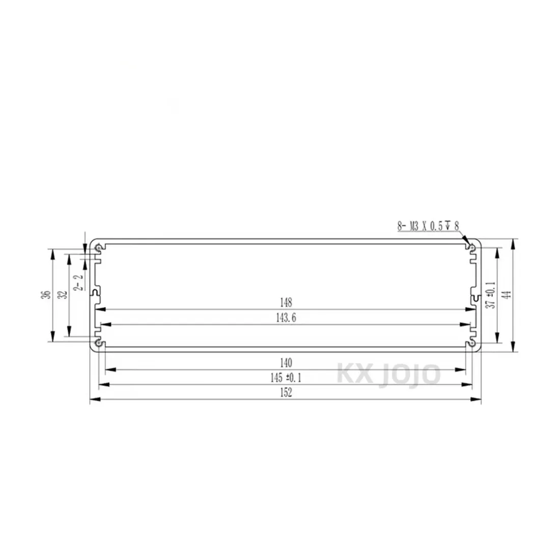 Carte de circuit imprimé de surface de boîtier fendu en aluminium, contrôleur de coque de profil de puissance, 152x44x130mm, 150mm, 200mm