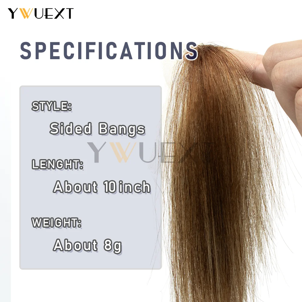 YWUEXT 25 cm dentelle cheveux humains côté frange Invisible délié bord pour les femmes naturel droit 6 couleurs disponibles noir brun blond