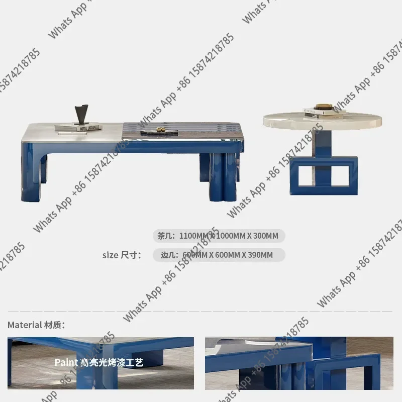 Vv Italian Minimalist Coffee Table Combination Natural Stone Luxury Stone Square Living Room Bedroom Designer New Model X