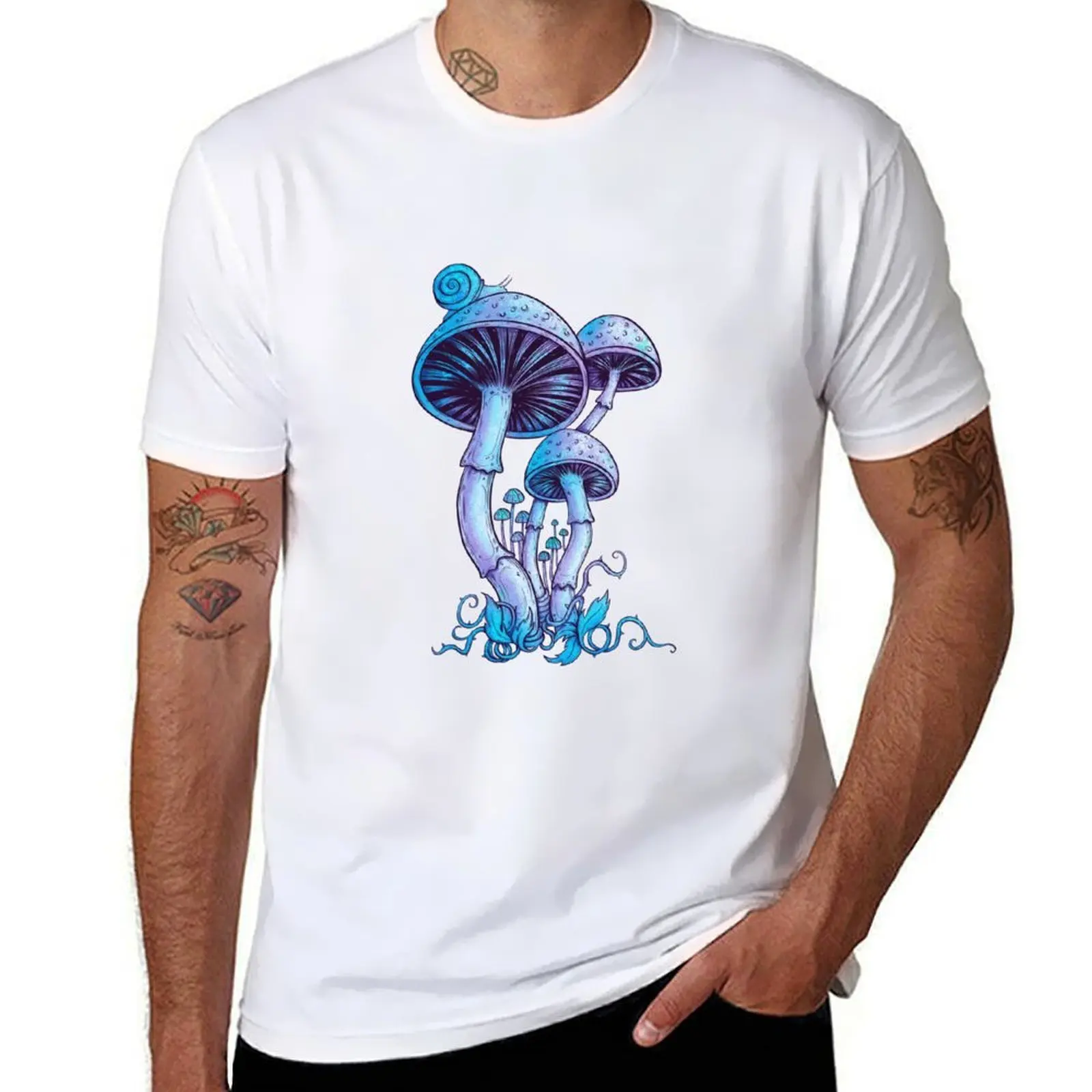 

Mu-Shrooms Mushrooms T-Shirt man graphic t shirt t shirt men 100% cotton luxury brand T-Shirt