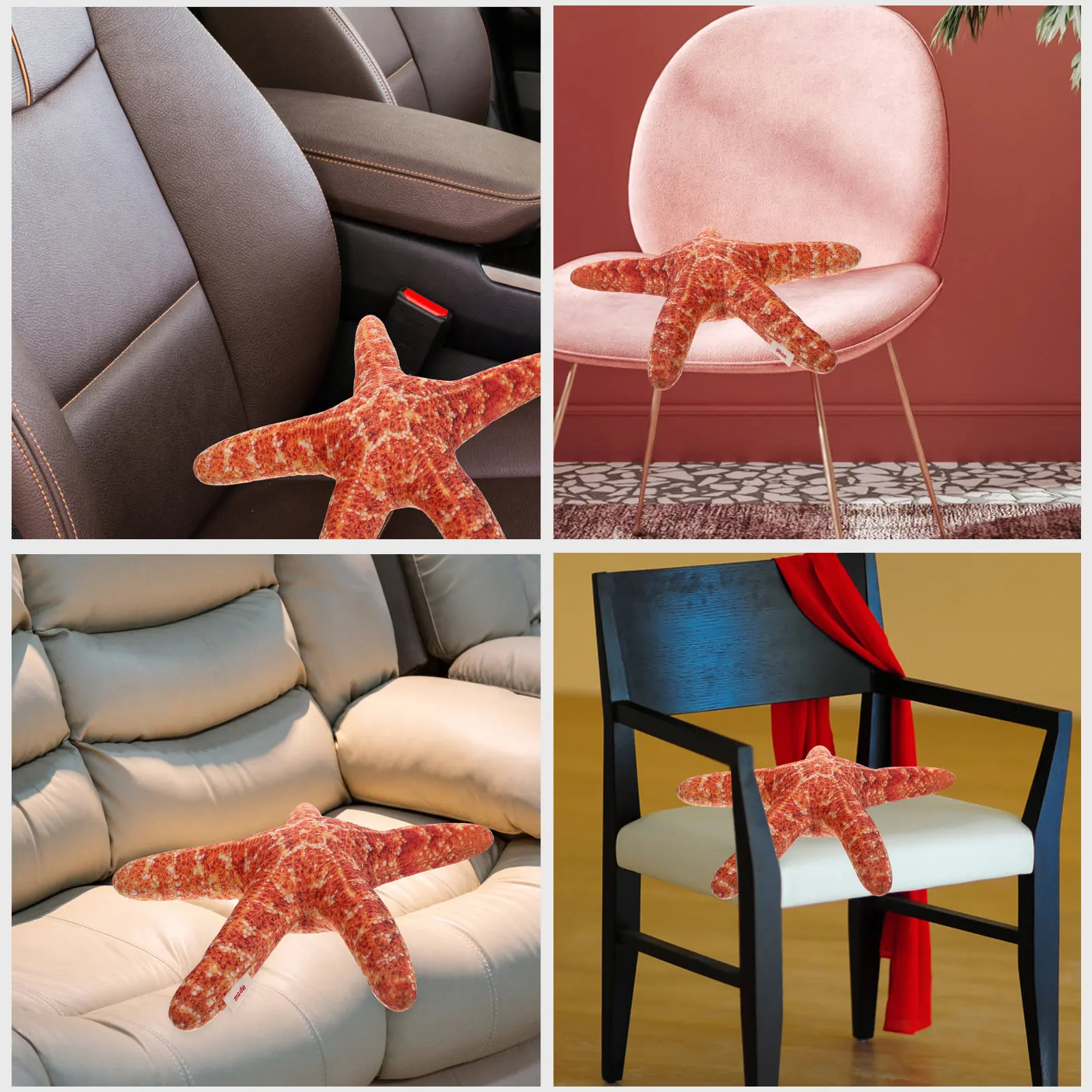 

Soft Sea-Star Shape Decorative Pillow for Bedroom Sofa Living Room Car Office Kids Adults Home Decor Hugging Cushion Cozy Accent