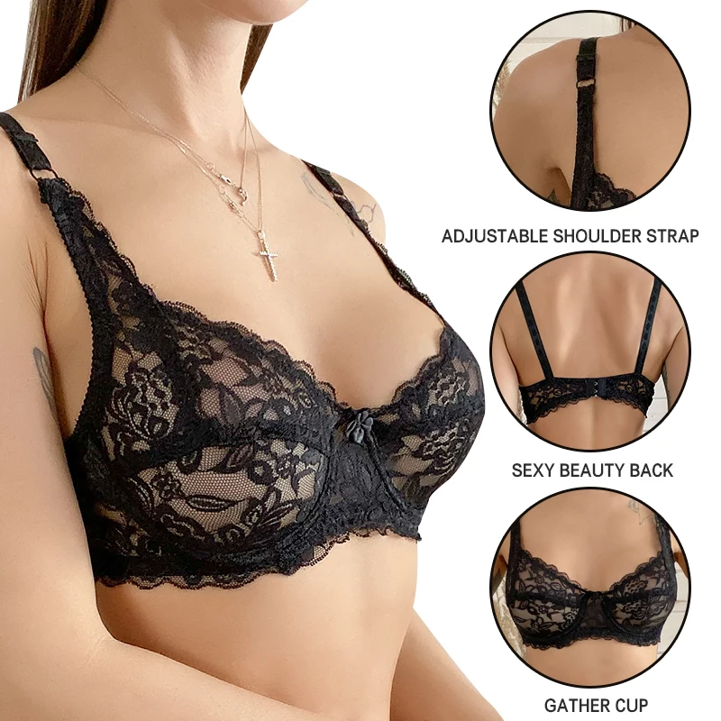 Women Sexy Lace Bras Plus Size Push Up Bralette Hollow Out Lingerie Embroidery Bra Brassiere Female Underwired Underwear