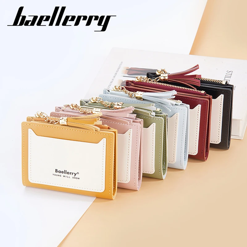 Baellery New Short Slim Women Wallets Brand Card Holder Small Female Wallet Zipper Coin Pocket High Quality Women's Purse