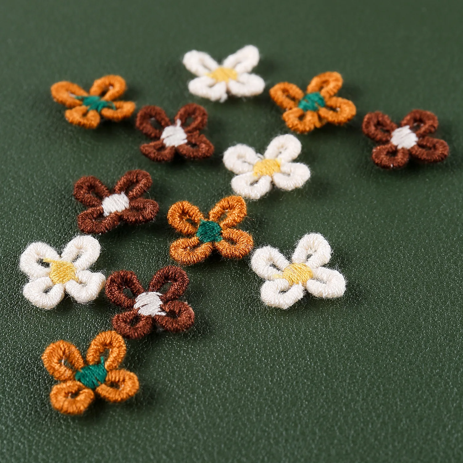 20pcs/bag 1.3cm Four Petal Embroidered Small Flower Hollow Decorative Patch with Broken Hole Shoe Flower Decorative Accessory