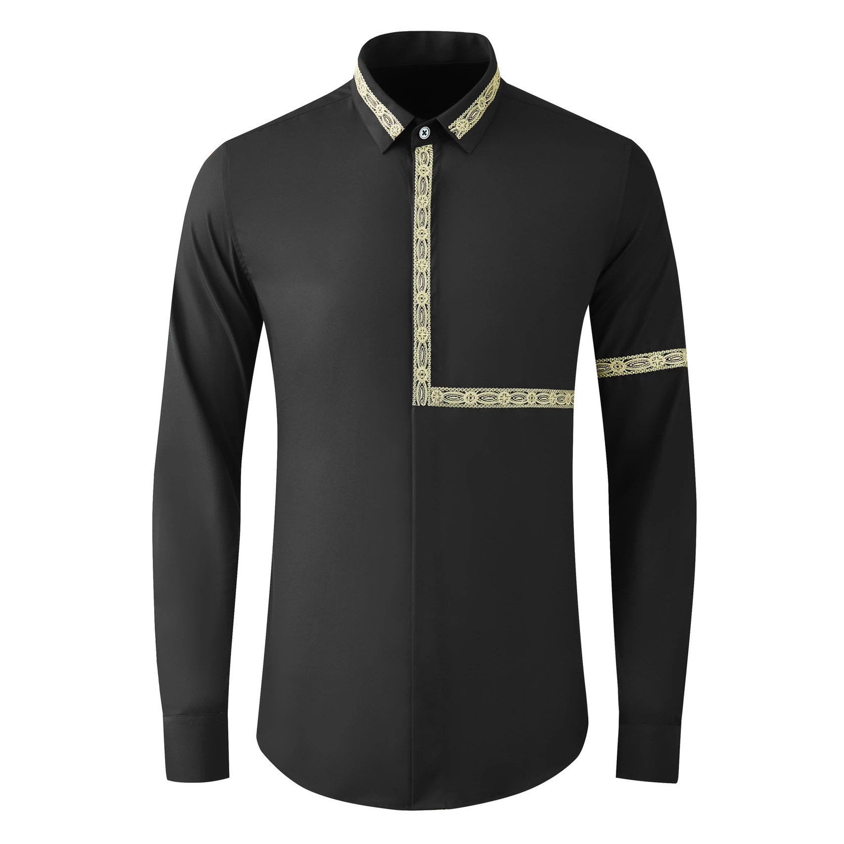 

Royal Embroidered Men's Shirt Slim Fit Long Sleeve Casual Shirt Brand Men Clothing Luxury Social Banquet Party Camisa 2024