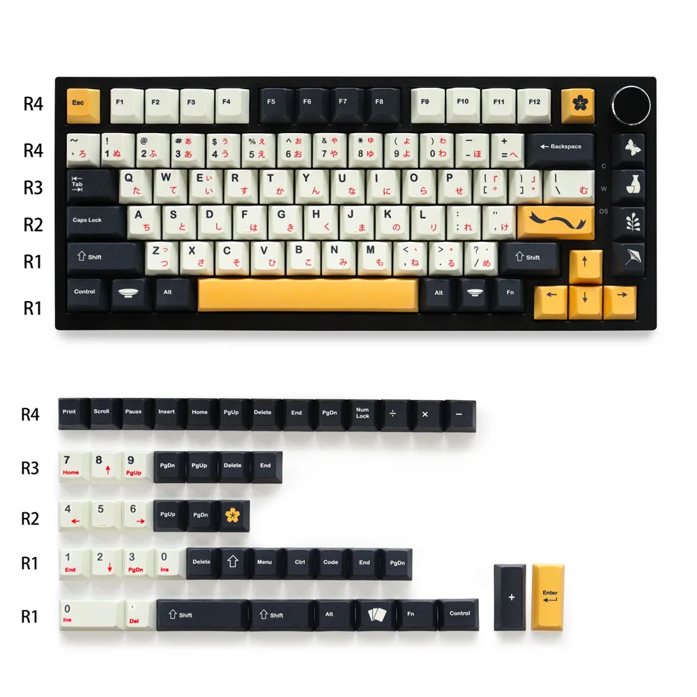 Matsu keycap original height PBT sublimation small full set of mechanical keyboard cap 64/87/980