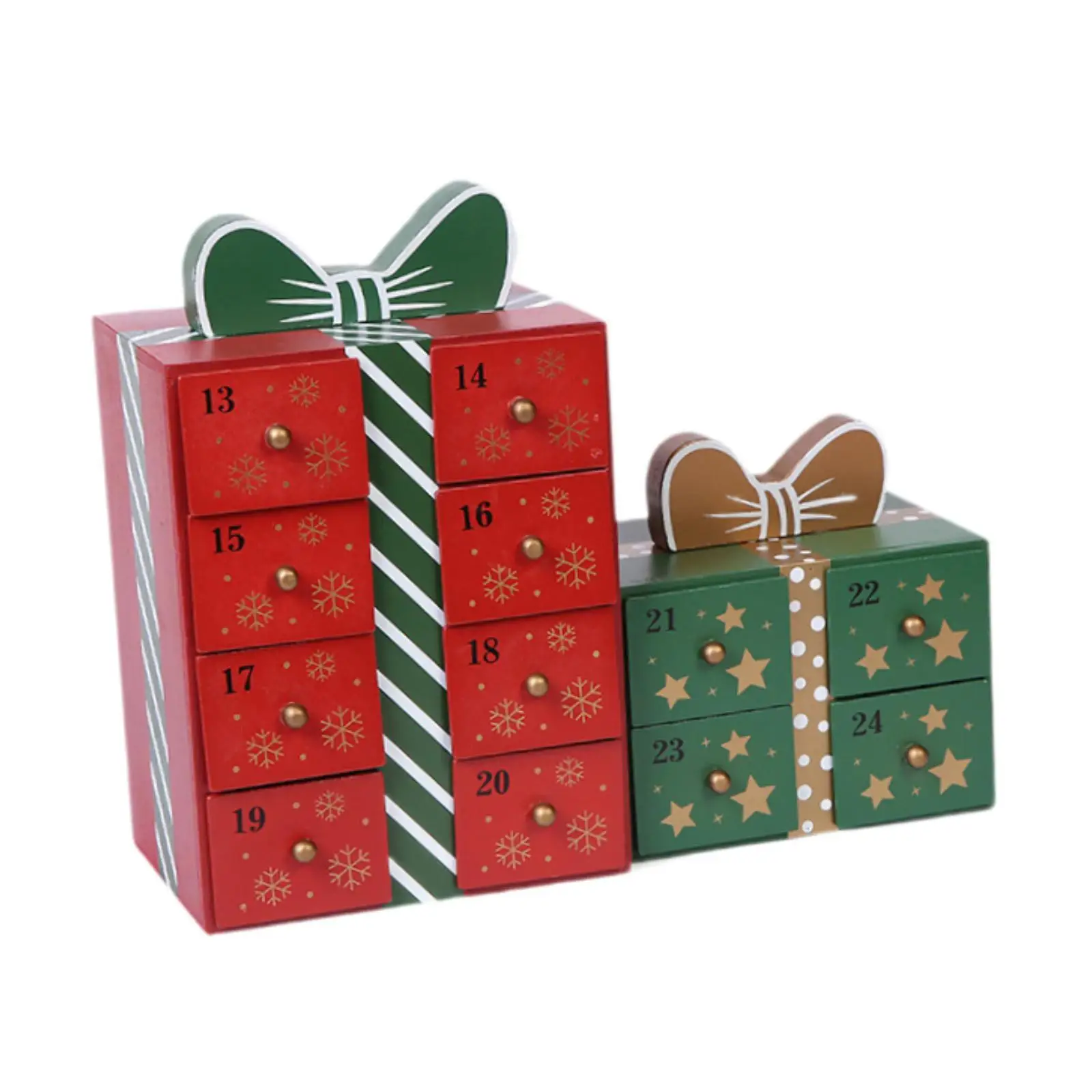 قطعة مركزية لتقويم القدوم الخشبي لعيد الميلاد مع أدراج تخزين لـ #4