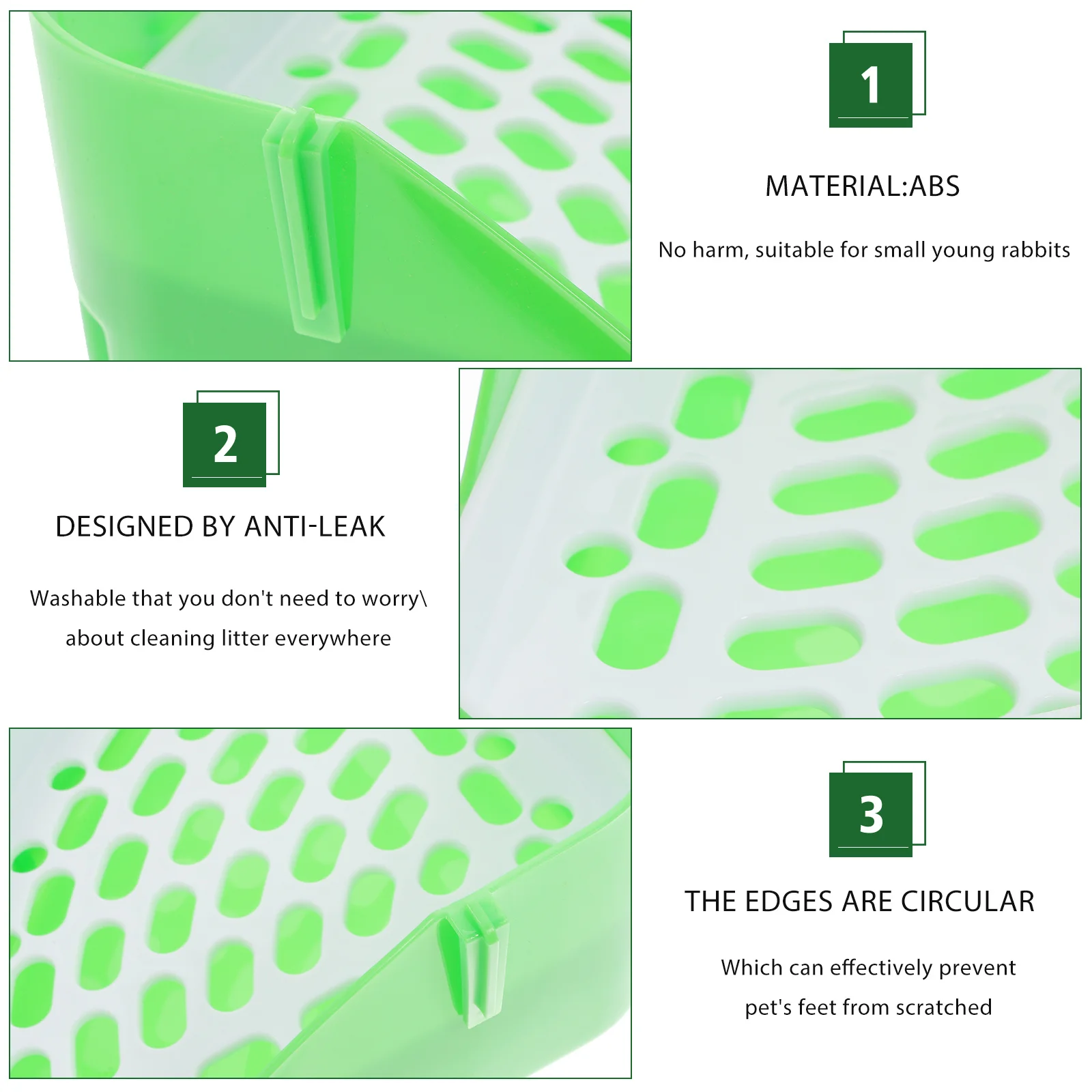 

Small Animal Litter Box Rabbit Litter Pan Anti-Leak Washable Comfortable Design for Hamster Guinea Pig Rat Ferret Cage