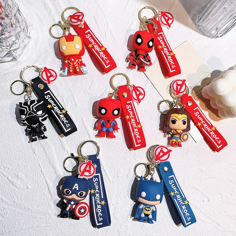 

Marvel The Avengers Keychains Decoration Anime Action Figure Cute Toy Q Figurals Car Key Decoration Model Children Birthday Gift