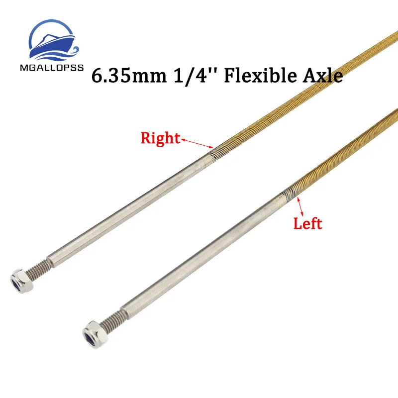 6.35mm 1/4'' Flexible Axle Flex Cable Soft Drive Shaft Length 700mm/950mm Left/Right Shaft for RC Brushless Electric Boat