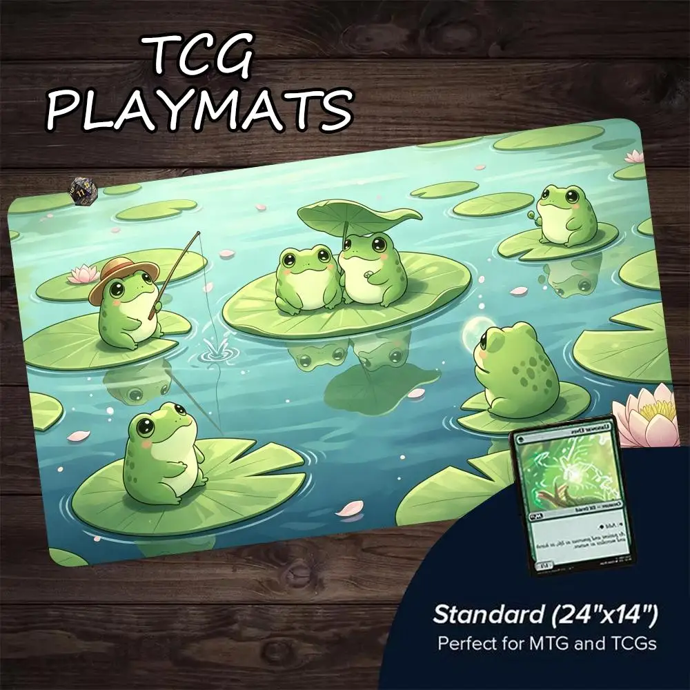 Kawaii Frogs Series Magic Party Game Mat Durable Rubber for MTG&TCG Games 600X350MM Mouse Pad Offices Desk Mats Friendly Design