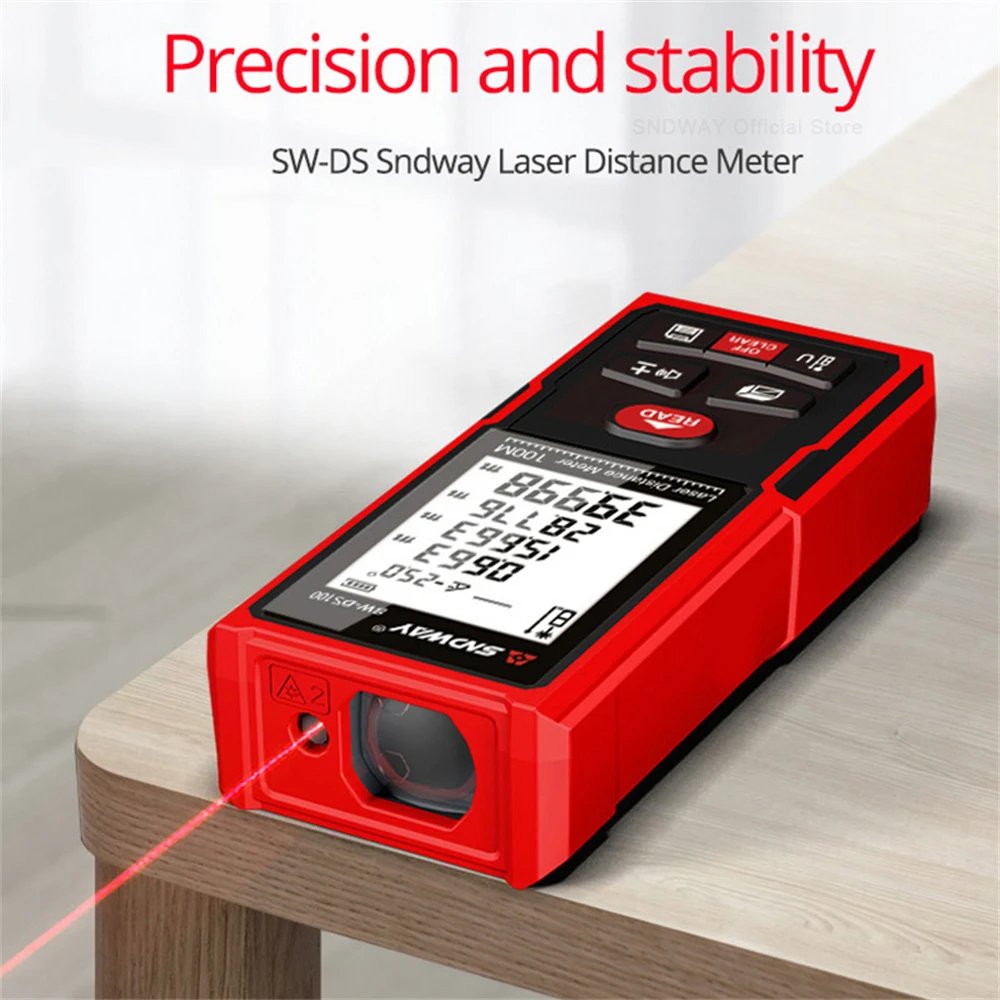 SNDWAY Laser Distance Meter Digital Rangefinder Mini Laser Tape Measure Range Finder Professional M/In/Ft Laser Measuring Meter