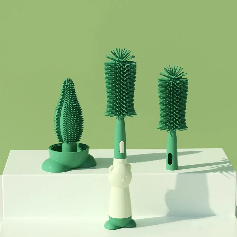 Ensemble de brosses pour biberons à tête souple et longue poignée, compte-gouttes et livres, pour déterminer la rotation à 360 degrés