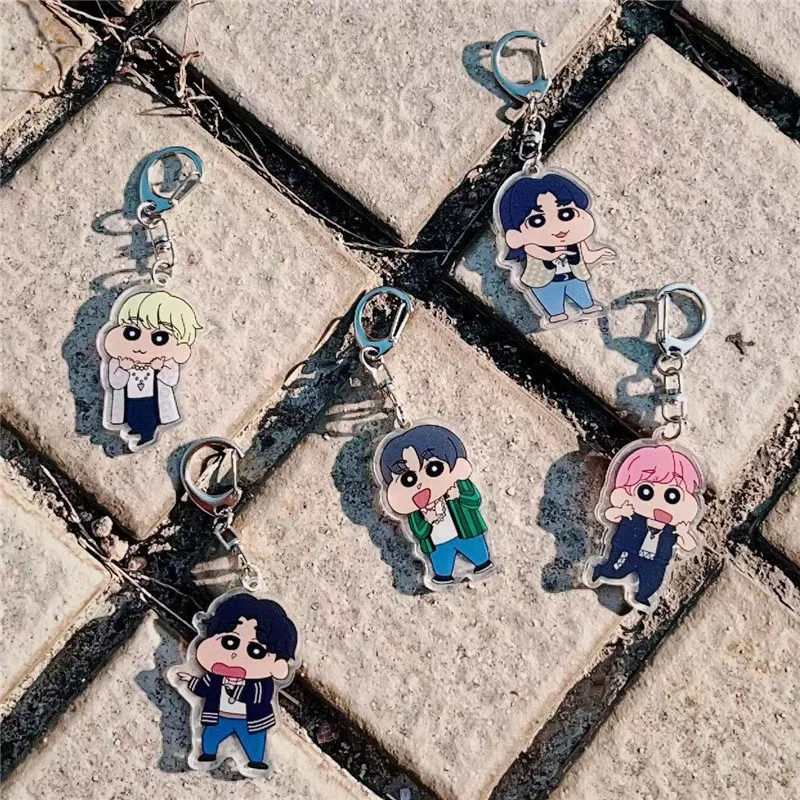 5cm Hot Sale New Kpop Cartoon Acrylic Keyring Bag Pendant Lovely Keychains Decoration Gifts Fans Collection