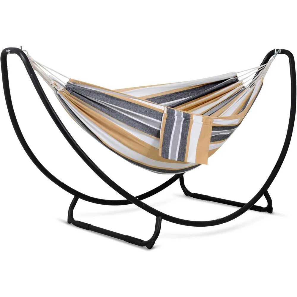 

Портативный большой гамак с подставкой, гамак для двух человек с подставкой в комплекте, патентная подвеска, кофейный белый