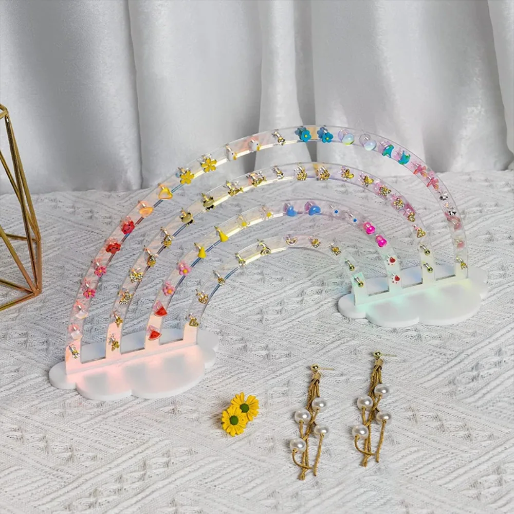 Jewelry Organizer Cloud Rainbow Earrings Stand Detachable DIY Ear Studs Display Holder Acrylic Desktop Display
