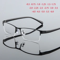 New Arrival Steel Clastic Eyeglasses Frames with Metal Optical Frame For Business And Leisure Myopia Glasses 0 -0.5 -0.75 To -6