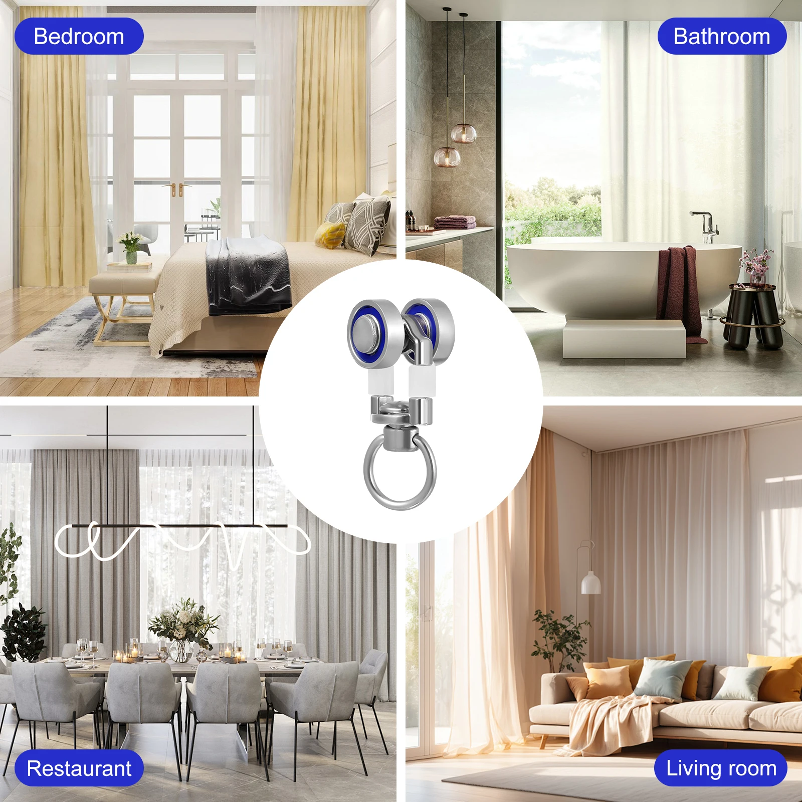 

10 Pcs Metal Bearing Roller Curtain Track Sliding Door Accessories Smooth Operation Lightweight Various Curtains Easy