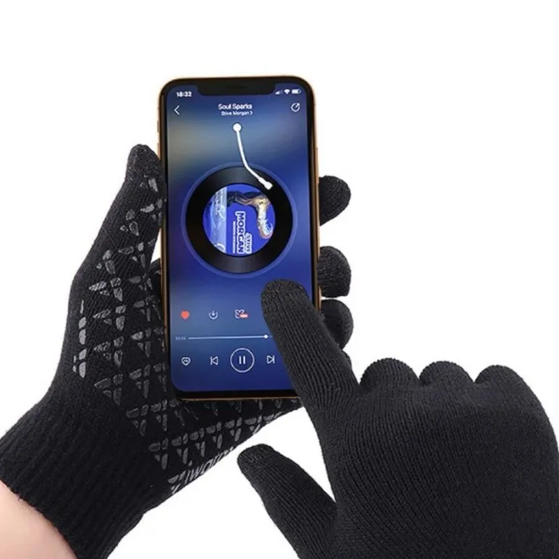 3Pcs Winter Beanie Hat Scarf Gloves Set Fleece Lined Knit Thermal Warm Touch Screen Unisex Windproof Cold Weather Outdoor Set