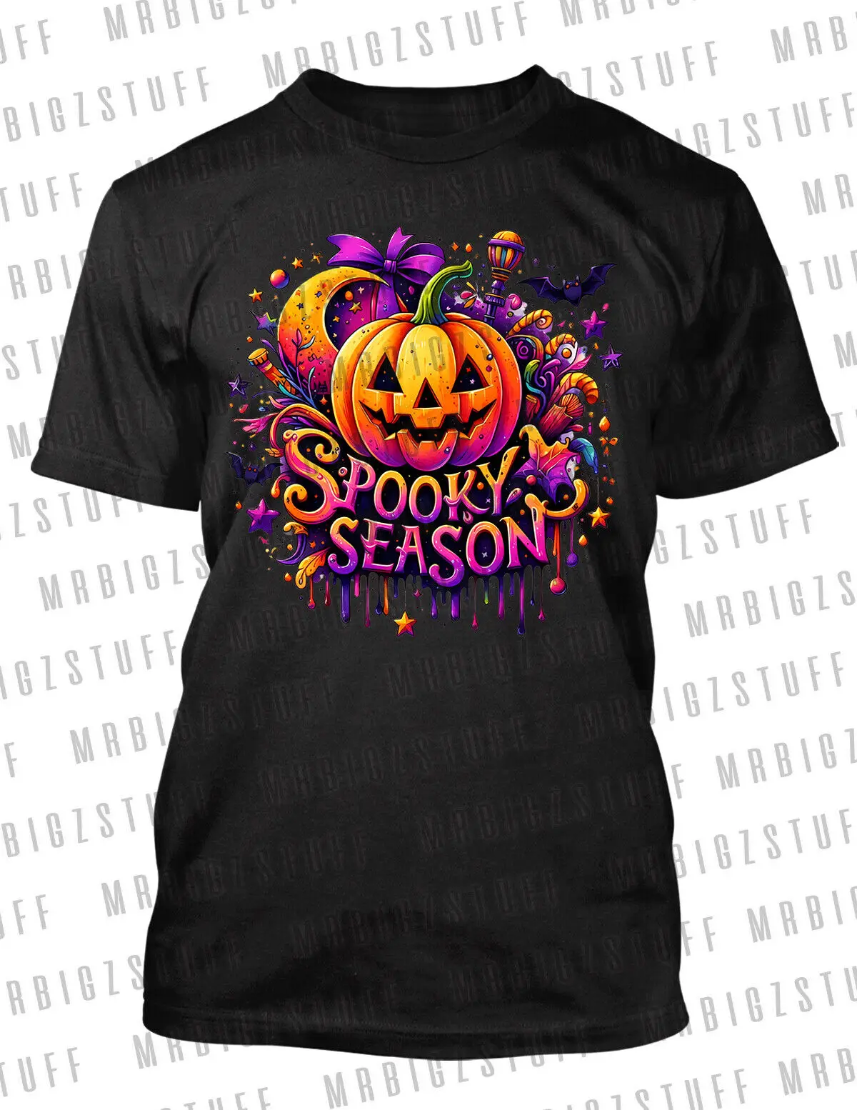 

Spooky Halloween Season Pumpkin Graphic Tee Shirt Pro Club Shaka RTP T #3