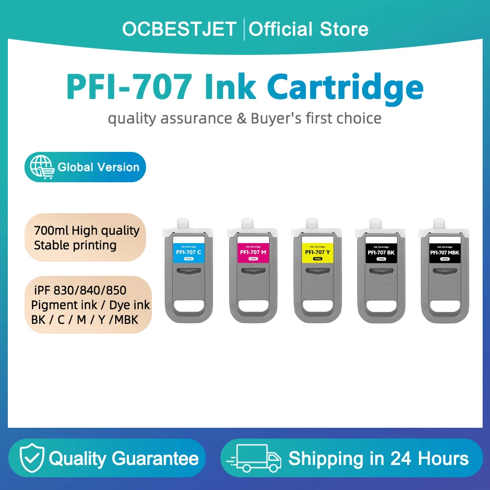 700ml PFI-707 Compatible Ink Cartridge For Canon PFI-707 ink cartridge for Canon iPF 830 840 850 Printer Dye ink / pigment ink