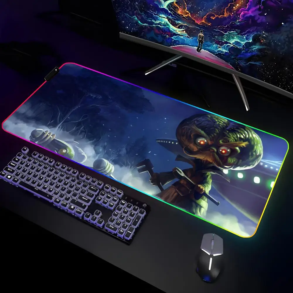 Heimerdinger Hwei Illaoi Mouse Pad Gamer RGB Deskmat Keyboard Mat Gaming Laptops LED Mousepad Desk Protector Anime Mause Mats