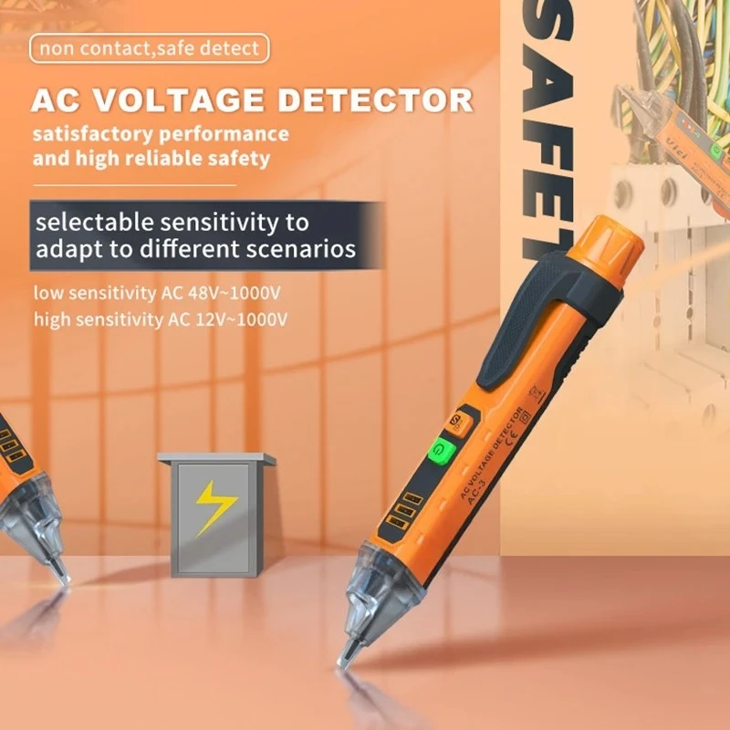 Non Contact Voltage Tester 12-1000V AC Voltage Detector Pen with Flashlight Beeper Live Neutral Wire Breakpoint Wall Tool