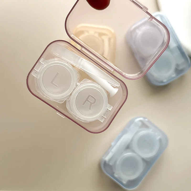 Transparent Contact Lens Box with Tweezers Colored Contacts Storage Container Case