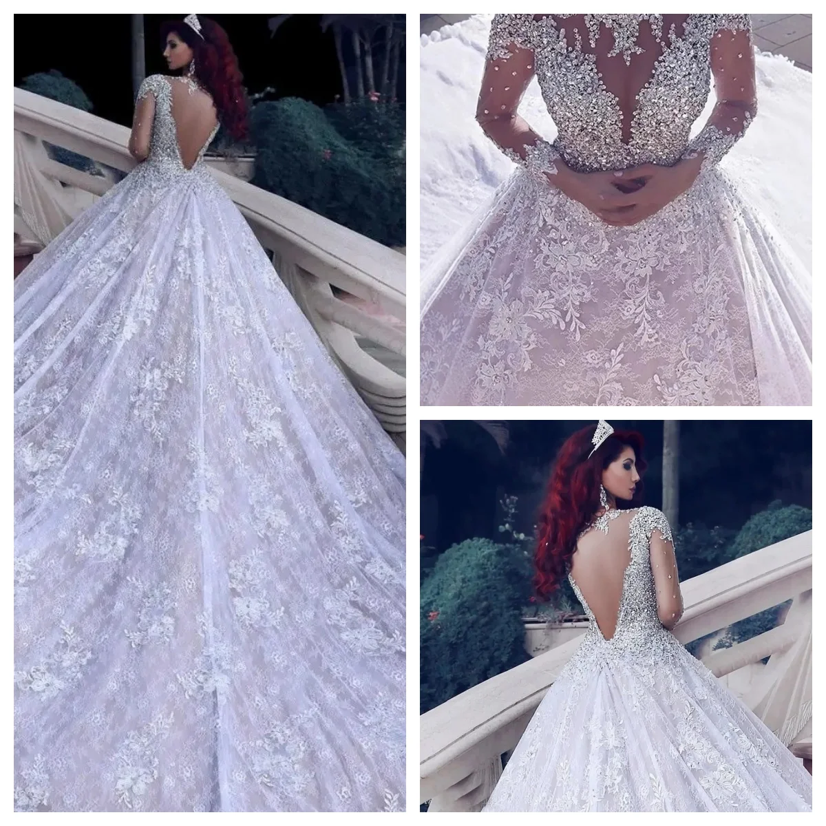 High-end Customized Rhinestone Heavy Beaded Wedding Gowns Handmade Crystal Ball Gown Arab Custom Made Wedding Dresses ﻿