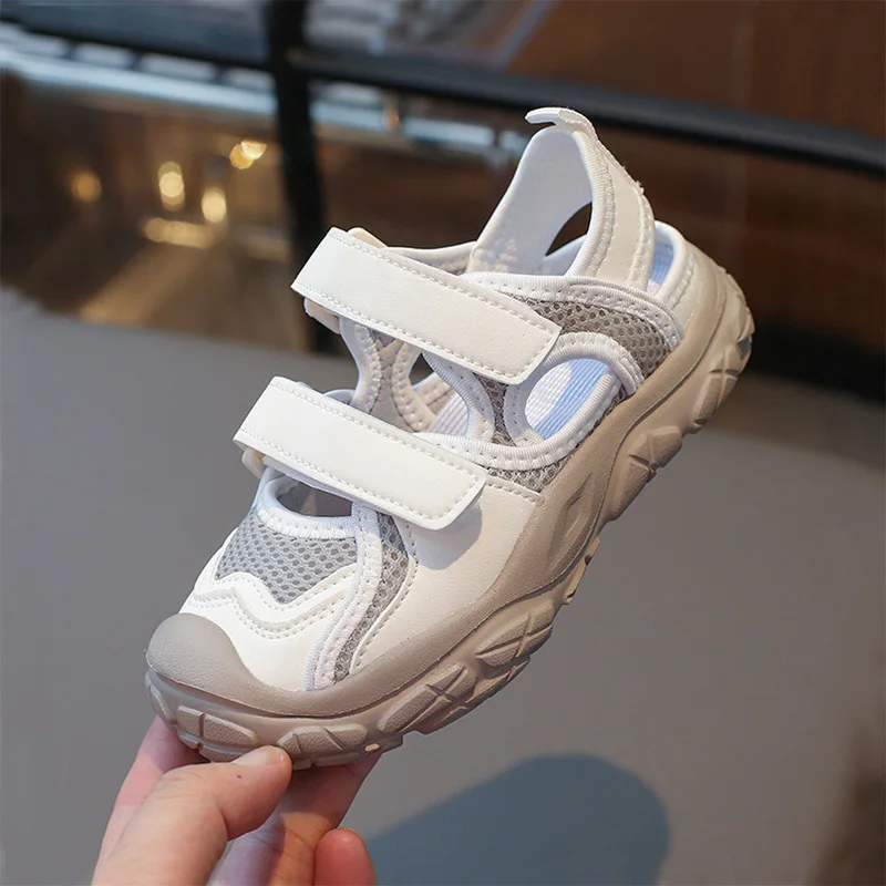 

Summer Mesh Shoes Kids Sport Sandals for Boy Hook Loop Sneakers 2024 Children's Cover Toe Back Strap Sandal Casual Shoe 26-36