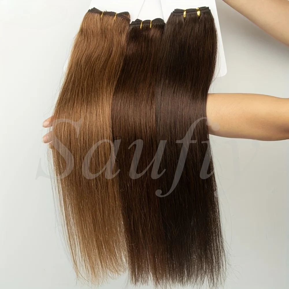 50G/Pack Straight Hair Weft Human Hair Weaves Bundles Sewing In Weft Extensions Women Natural Blonde Brown Double Drawn Weft