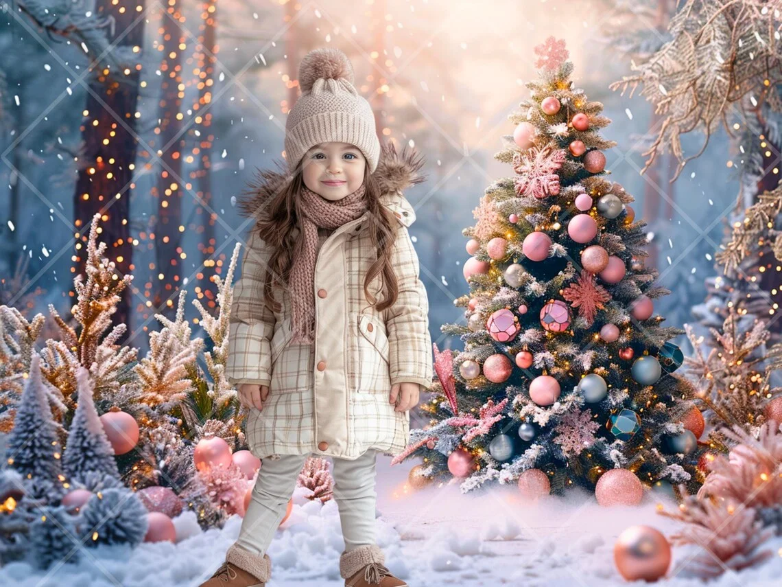 Mehofond Photography Background Christmas Forest Winter Wonderland Xmas Tree Kids Family Portrait Decor Backdrop Photo Studio