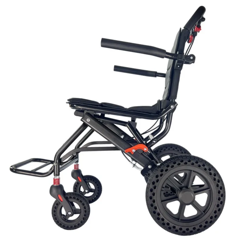 Ultra Light Manual Wheelchair Foldable Lightweight Disabled Hand Pushed Wheelchair With Toilet Elderly Mobility Toilet Chair