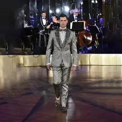 Luxury Sequin Men Suits Crystal Lapel Groom Wedding Tuxedo 3 Pieces Sets Bridegroom Prom Blazers Slim Fit Party trajes de hombre