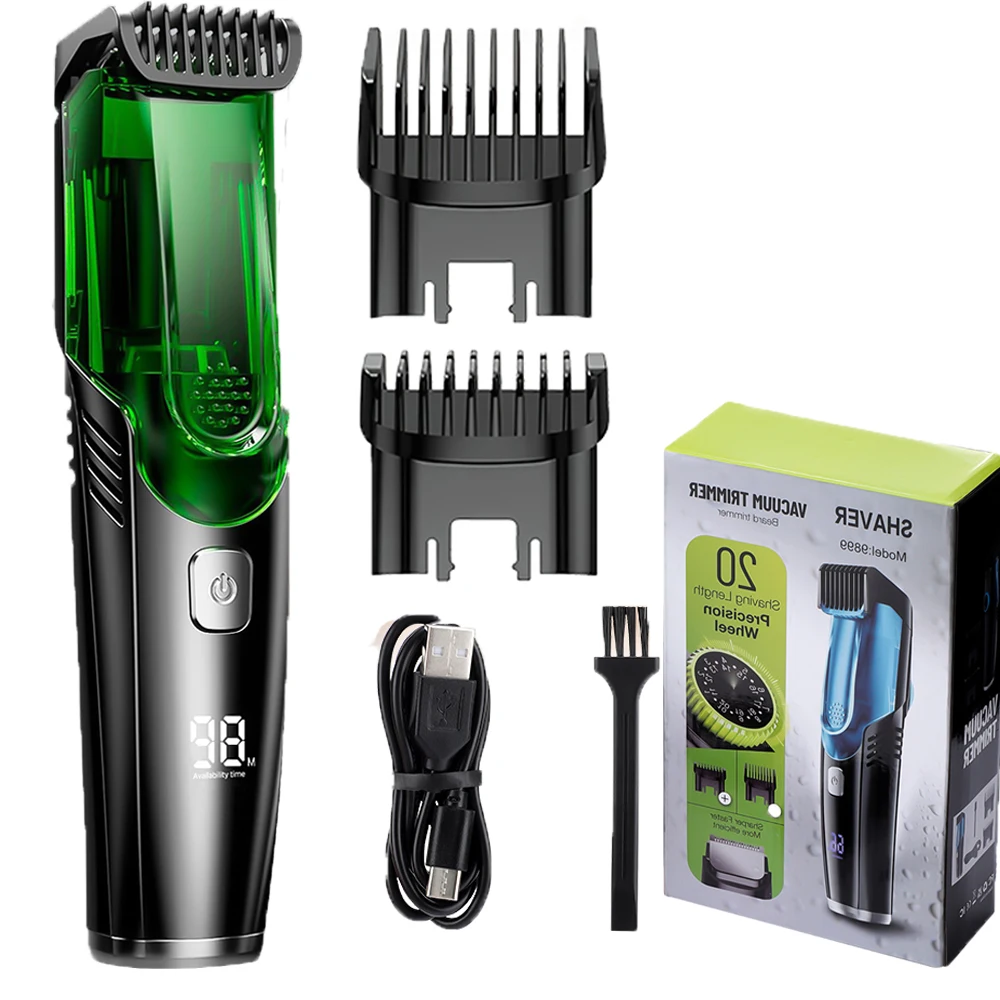 Elektrischer Haarschneider USB Kabellos Professioneller Rasierer IPX6 Wasserdicht Haarschneidemaschine für Männer Eingebauter Vakuum-Rasierer für Haarschnitte zu Hause