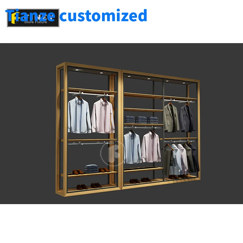 （customized）China Supplier Metal Modern Hanging Clothes Display Racks Store