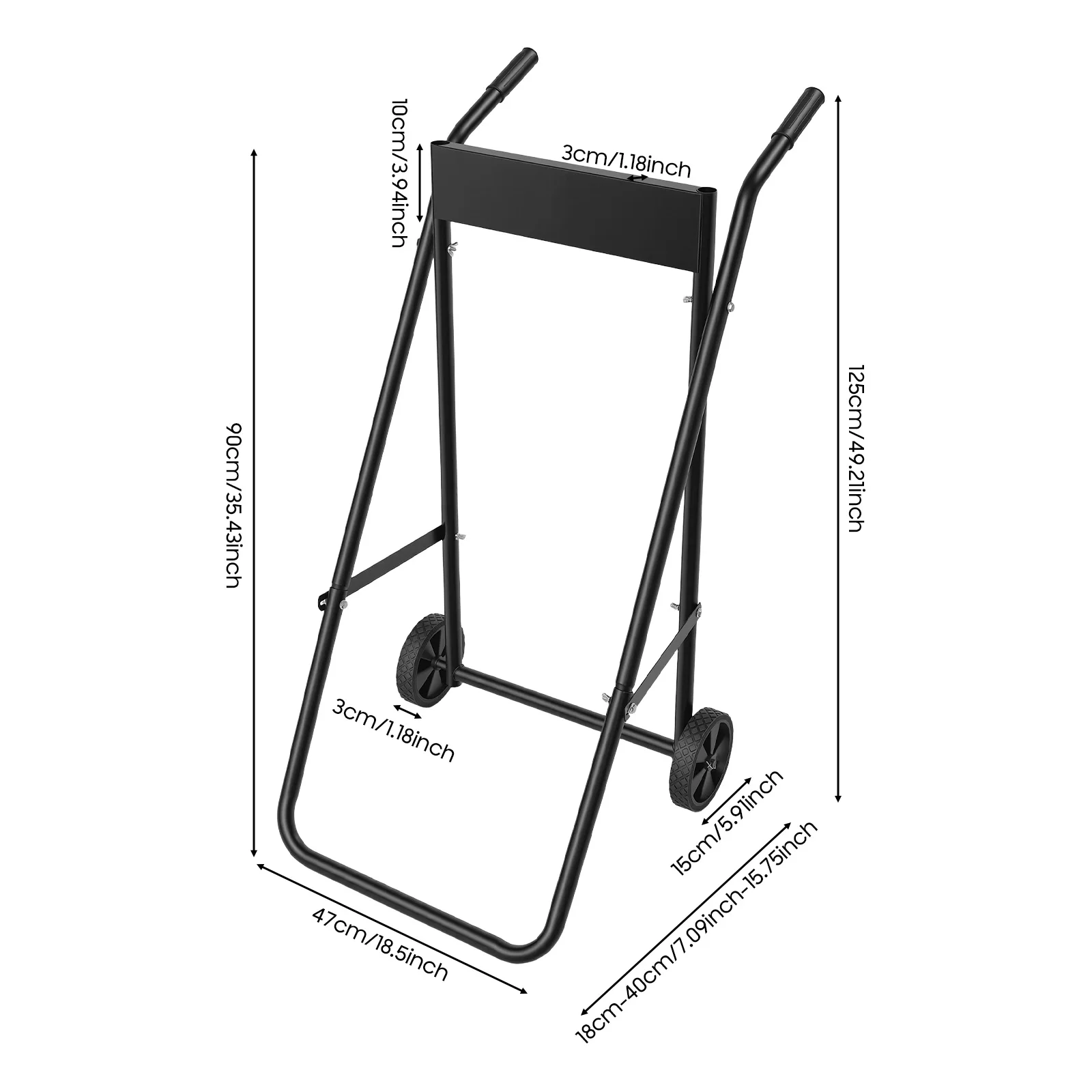 Outboard Machine Trailer, Foldable Outboard Boat Motor Stand, Cold-Rolled Steel Frame, Easy Transport Trolley with Durable Rubber Wheels, Anti-Rust Finish, For Marine Motor Storage, Carry, Maintenance, Dock Use