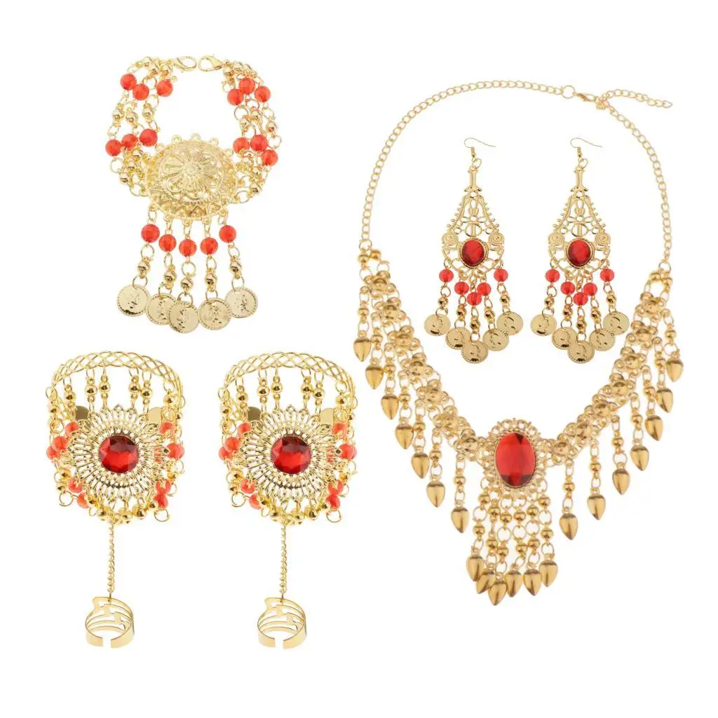 Belly Dance Hook Earring Decoration Hand Chain Jewelry Set for Bellydance Outfit Halloween