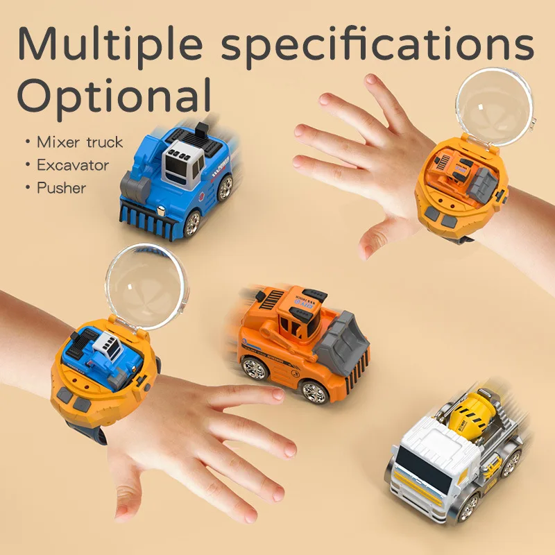 2.4G Mini Watch Control Car RC Excavators Bulldozers Mixer Kids Gift for Boys Kids on Birthday Christmas Watch RC Car Toy