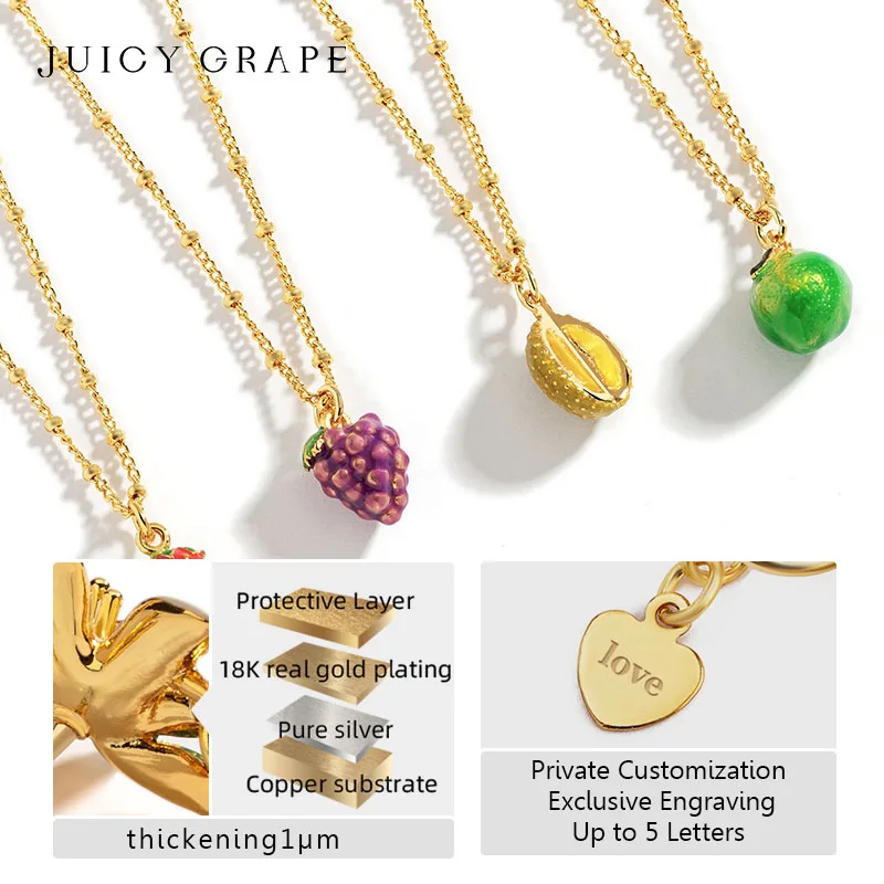 Juicy Grape Durian Necklace Handmade Enamel Necklace  Novel and Fashionable Fruit Charm Necklace Birthday Present For Girl