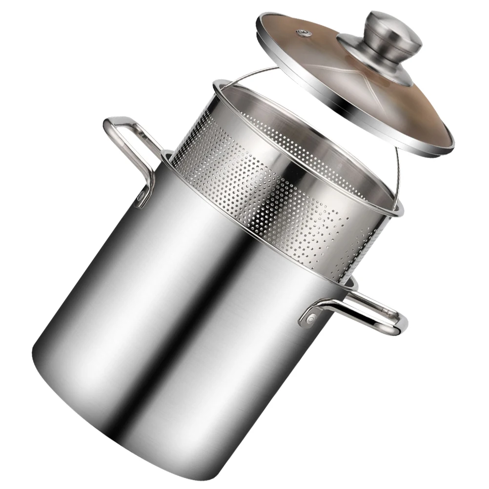 

Stainless Steel Fryer Pot Set Mini Deep Fryer with Basket 304 Material Nonstick Portable Household Frying Pan Silver Color Heat