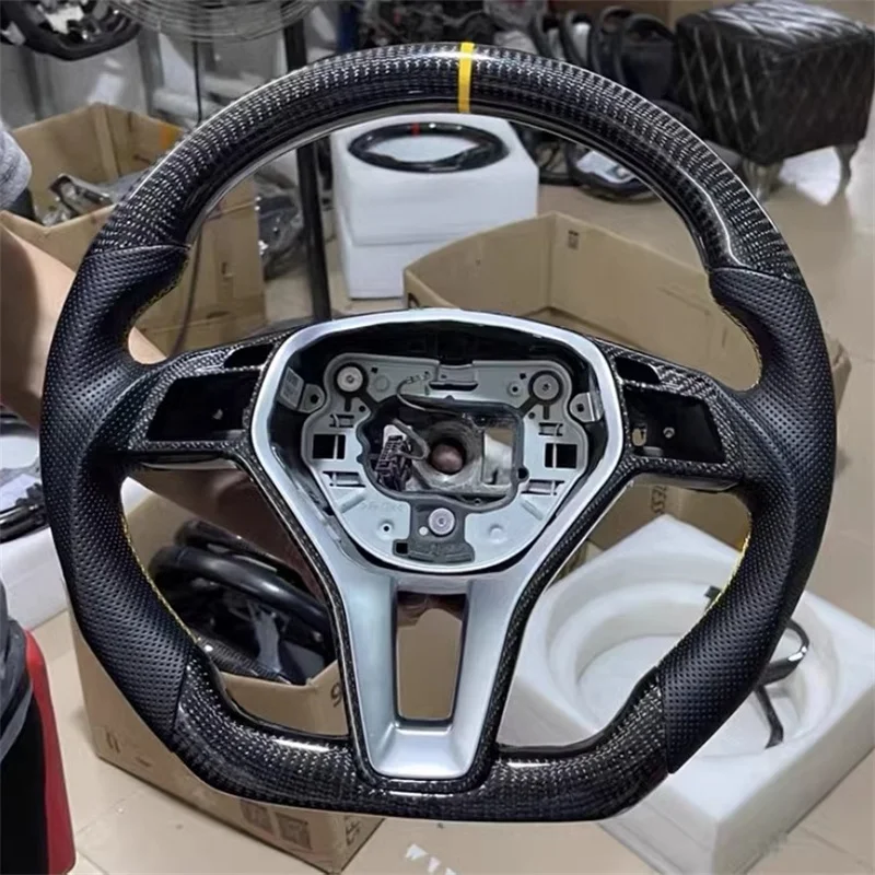 Real Carbon Fiber Leather Steering Wheel for Mercedes-benz GLC GLE450 C63 C450 E63 W176 W204 W205 W213 W218 A250 AMG GLK 207 2