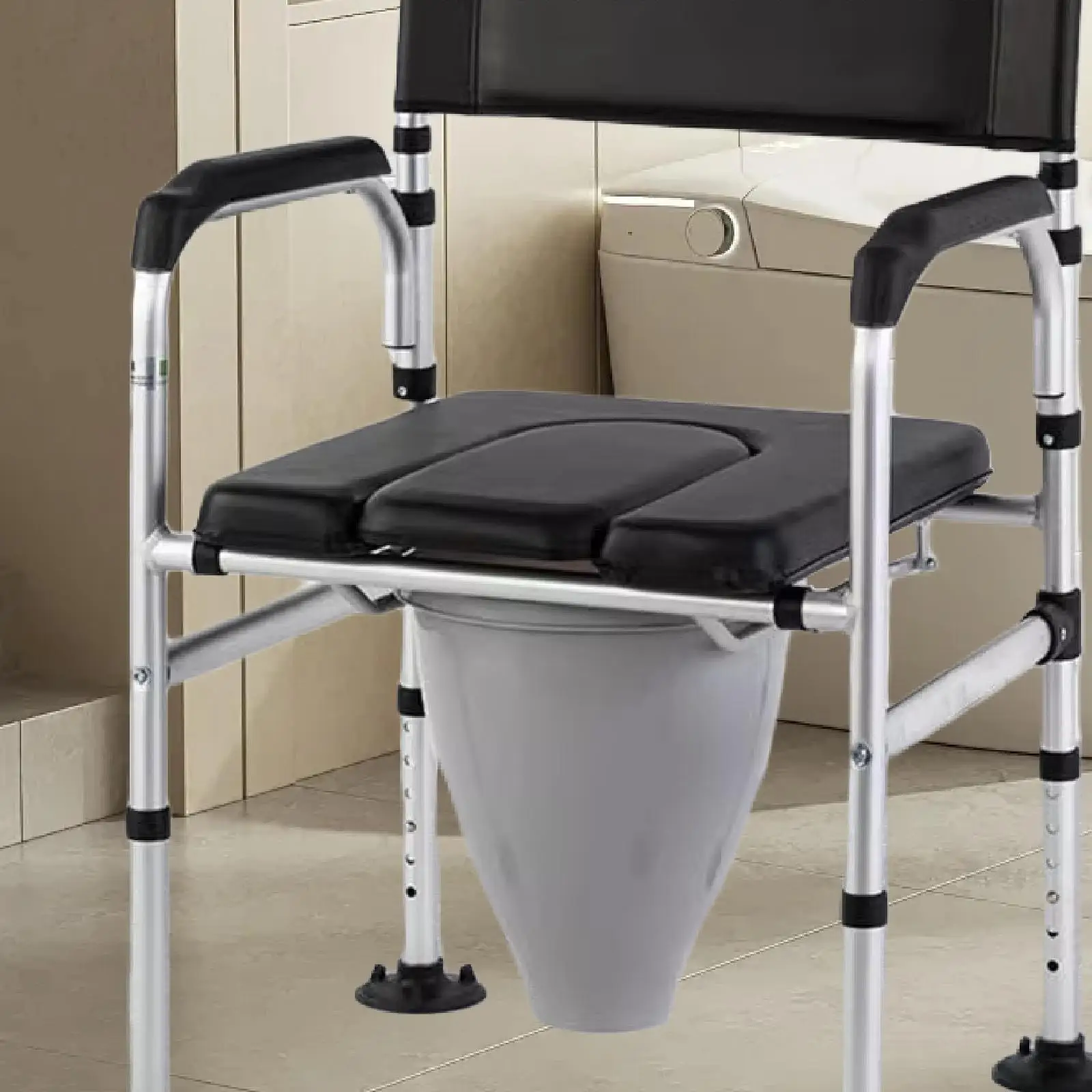 PVC Commode Seat Cushion Soft Pad for Bedside Commode Chairs Replacement Black Toilet Seat Cushion for Patients Adults