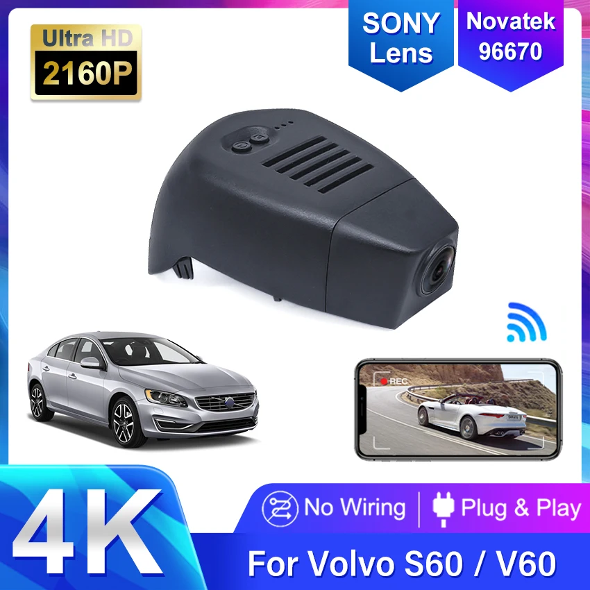 

Передний и задний 4K видеорегистратор для Volvo V60 S60 2020-2022, видеорегистратор для автомобильной камеры, видеорегистратор с Wi-Fi, Автомобильный видеорегистратор, записывающие устройства, аксессуары