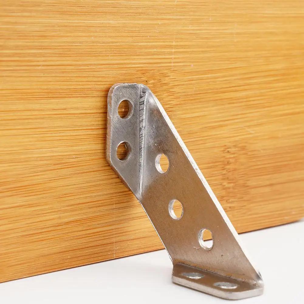 10pcs Universal Furniture Corner Connector Stainless Steel Small Universal Corner Code Fastener Triangular Support Furniture