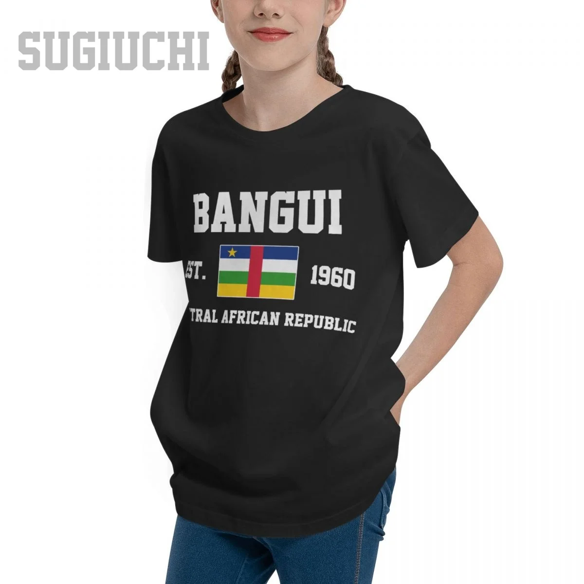 Unisex Youth Boy/Girl Central African Republic EST.1960 Bangui Capital T-shirt Kids tshirt tee 100% Cotton T Shirt Children